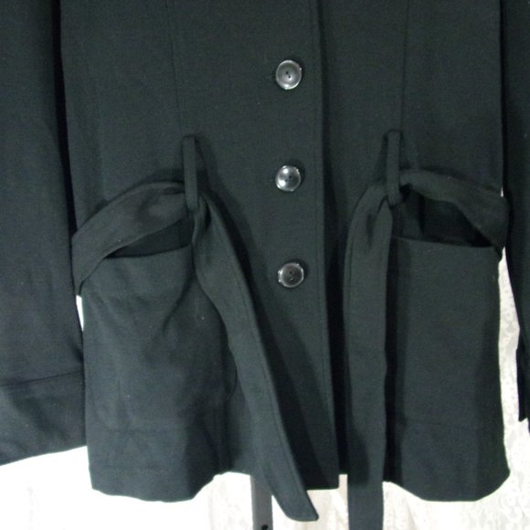 Vintage Express Tricot Knit Rich Black Jacket with Belt Size 9/10 - Picture 6 of 10